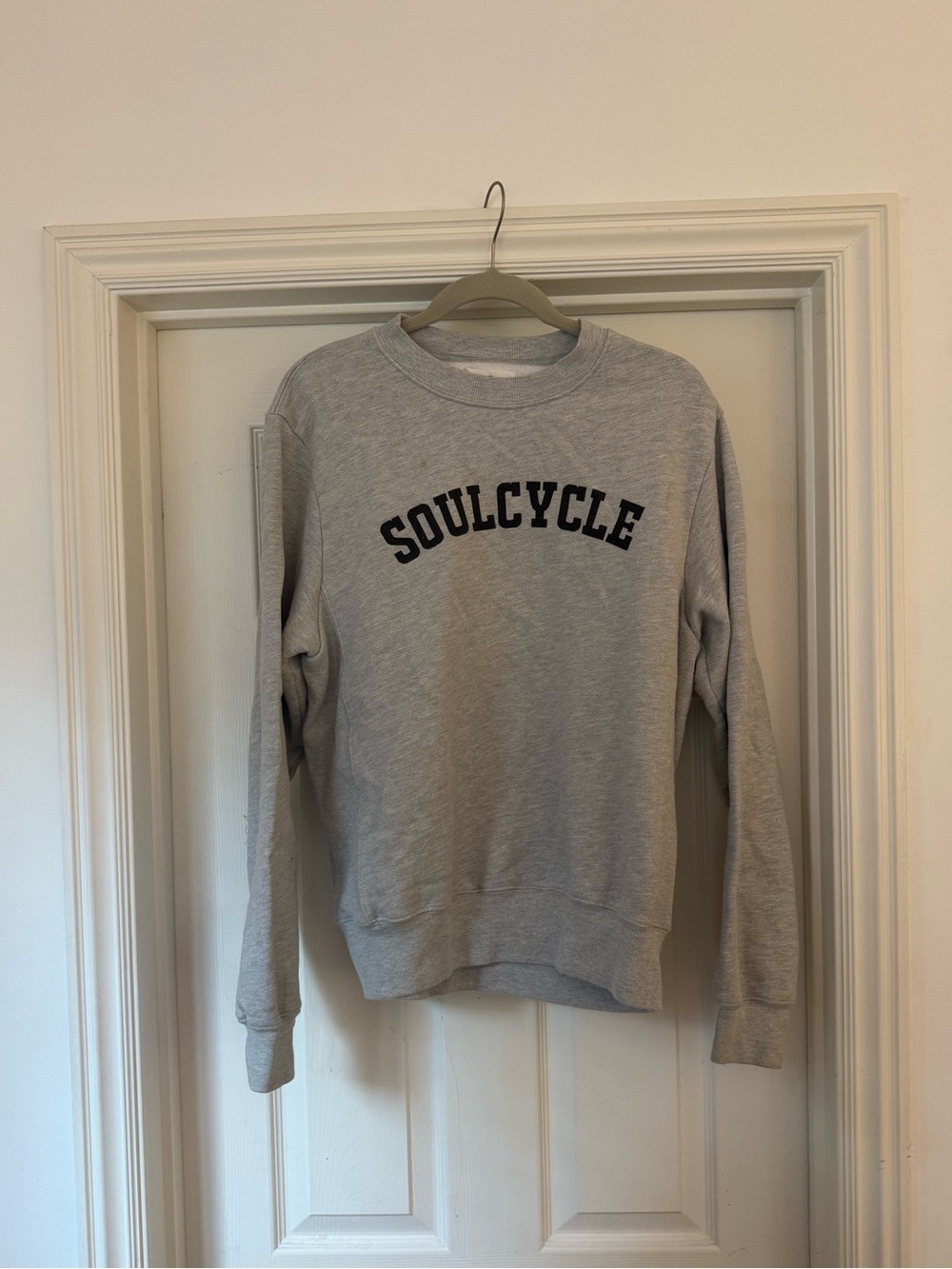soulcycle Light Gray Crewneck Sweatshirt with Black Logo